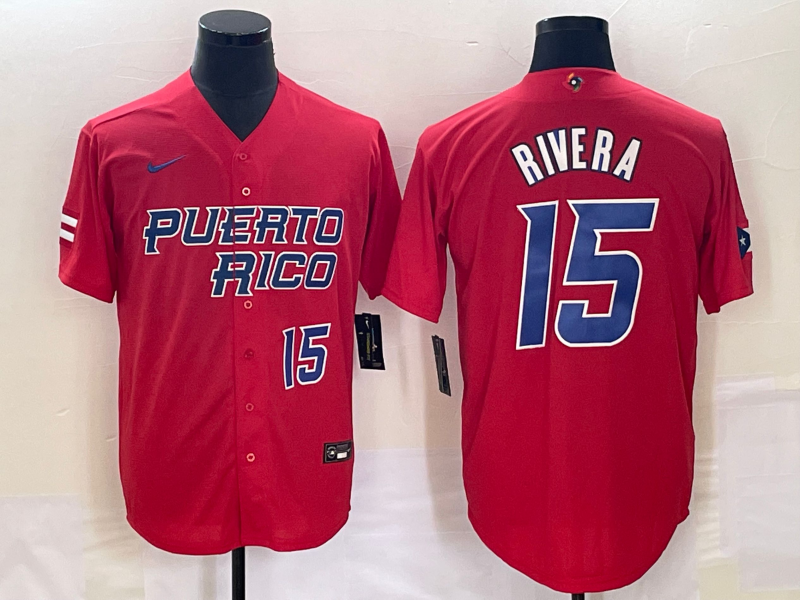 Men's Puerto Rico Baseball #15 Emmanuel Rivera 2023 Red World Baseball Classic With Patch Stitched Jersey Men's Puerto Rico Baseball #15 Emmanuel Rivera 2023 Red World Baseball Classic With Patch Stitched Jersey